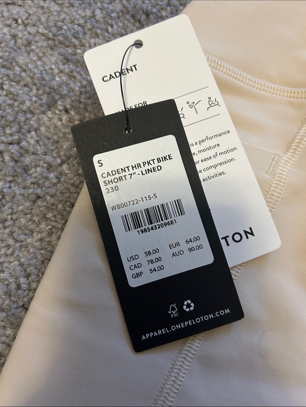 Peloton Oatmeal Cadent High-Rise Pocket Bike Shorts - Picture 3 of 3